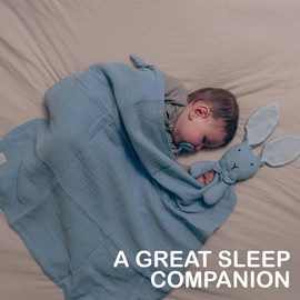 Mivtleer Baby Security Blanket with Stuffed Bunny Animal for Boys Girls Newborn - 24 x 24 inches - Loveys for Babies Infant Essentials (Blue Bunny)