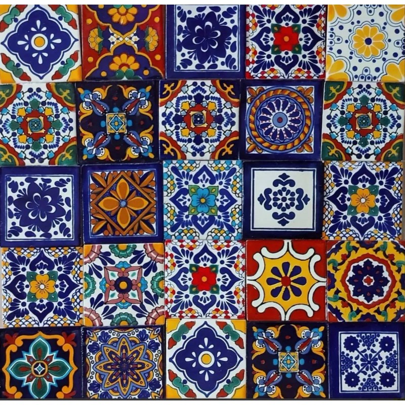 Escanver 100 Azulejos Talavera 10cm Diferente Colores Confeti Surtido