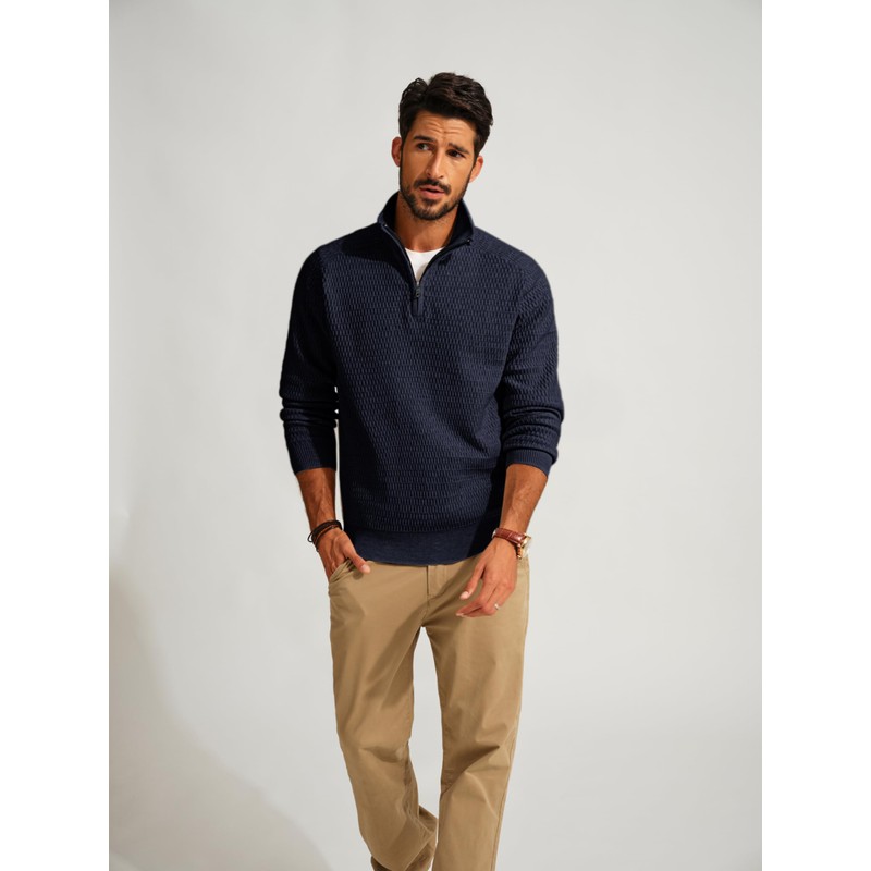 PJ PAUL JONES Men's Troyer Pullover with Zip Work Jumper
