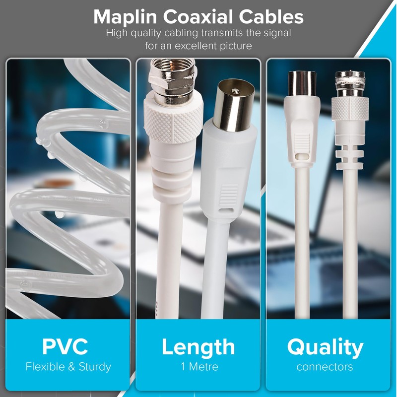 Maplin Satellite to TV Aerial Cable 1M Coaxial Cable F
