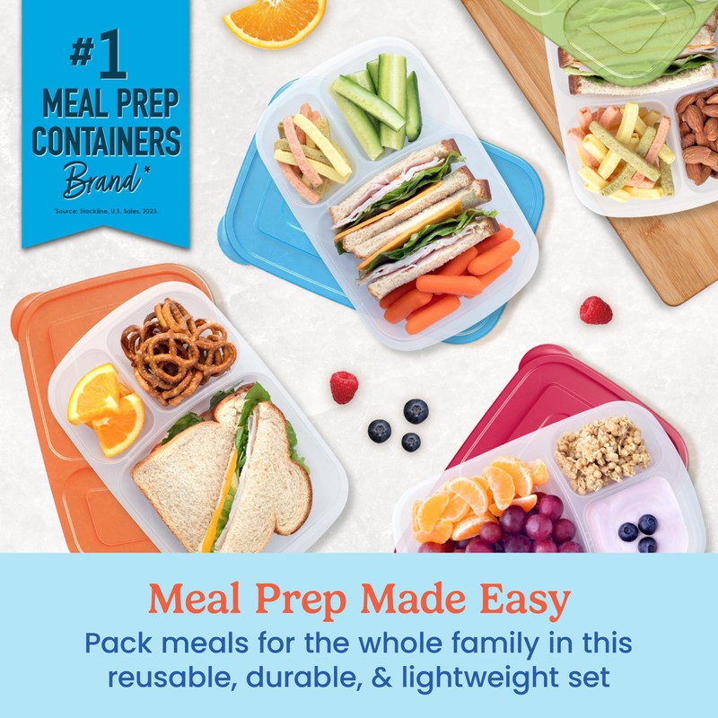 Bentgo Easyboxes - Original Stackable Lunch Boxes - Reusable 3-Compartment