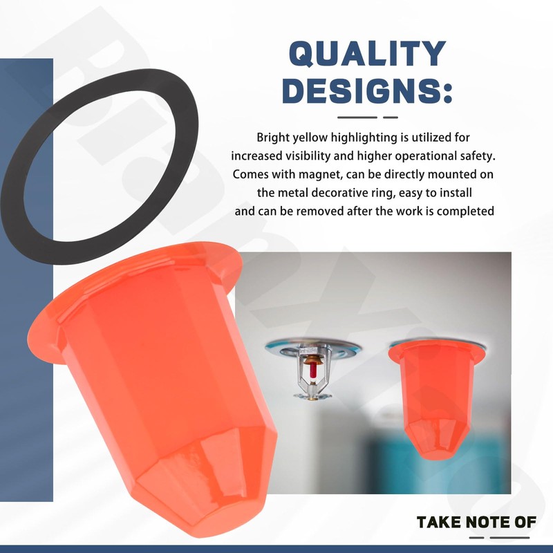 30 Pcs Fire Sprinkler Covers With Magnet Orange for Ceilings