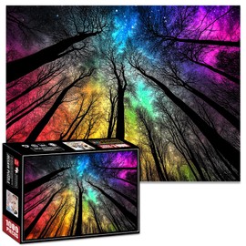 Starry Night Forest 1000 Pieces Jigsaw Puzzles for Adults Challenging Puzzle Perfect for Game Nights,Impossible Hard Difficult Challenging Family Activity,Colorful House Decor