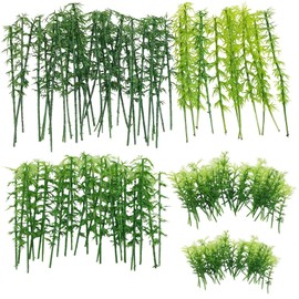 Woohome 120 PCS Model Bamboo Trees, 5 Size Green Plastic Bamboo Trees for Home Decoration, Miniature Landscape, Landform Diorama Project (2.4 inch – 5.9inch)