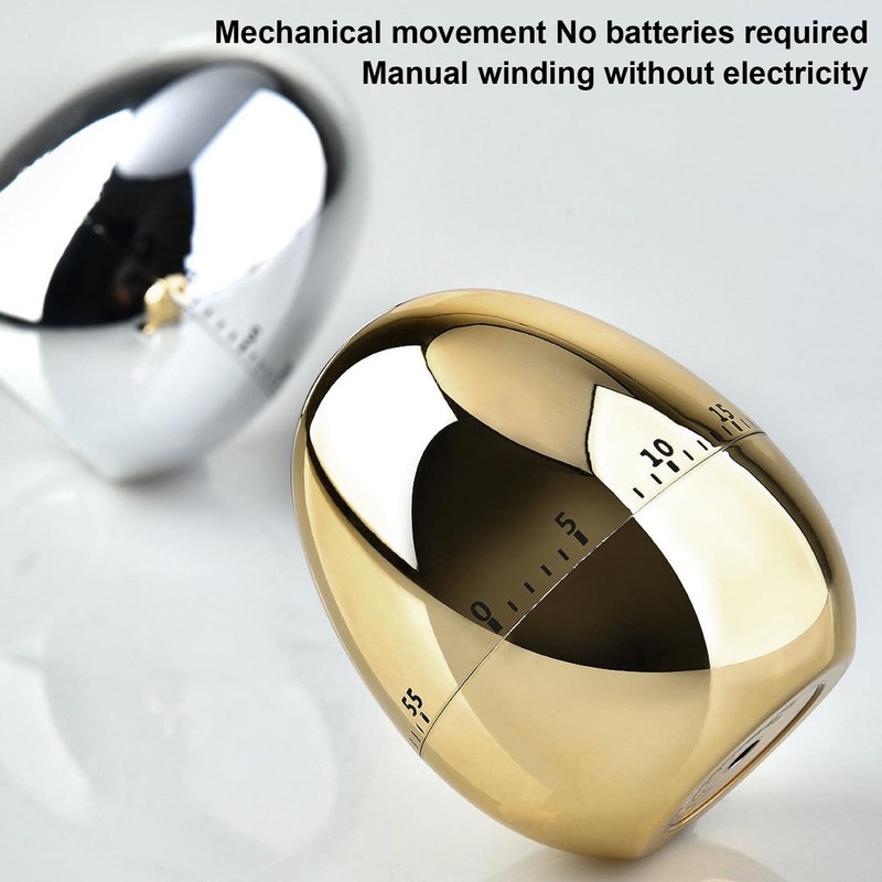 Manual Timer, ABS Egg Model Mechanical Timer for Kitchen (Gold)