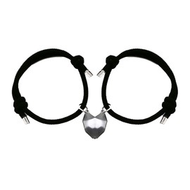 Magnetic Bracelets for Couples, Matching Bracelets Boyfriend Girlfriend Gifts Long Distance Relationship Magnetic Bracelet Men His and Hers Magnetic Bracelets Friendship Bracelet (Black Ropes)