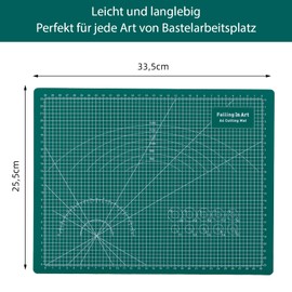 COOZEE Cutting Mat A4, 23 x 30 cm, 5-Layer Self-Healing Cutting Mat, Craft Mat, Cut Resistant, Craft Mat, Desk Mat and Cutting Mat for Sewing, Green