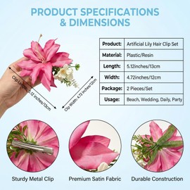2 x Bohemian Flower Hair Clips Hawaiian Hair Pin Fabric Artificial Tropical Flower Hair Clip Hair Accessories Summer Beach Hair Accessories