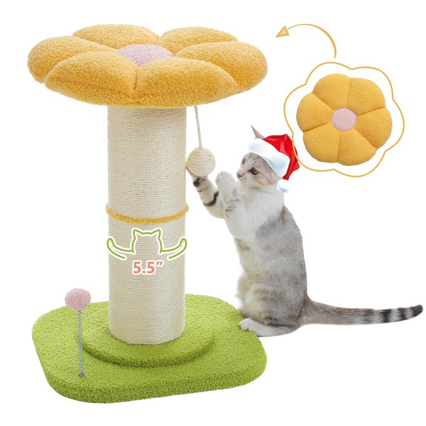 PEQULTI Flower Cat Scratching Post, Small Cat Tree, Tall Cat