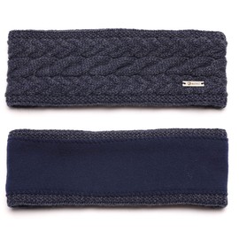 irisaa Women's Knitted Headband, Crochet Ear Warmer with Fleece Lining - navy