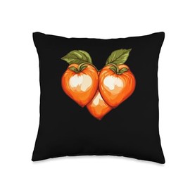 Persimmon Fruit In A Heart Shape Throw Pillow