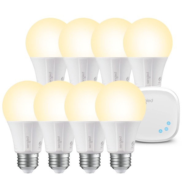 Sengled Smart Light Bulb Starter Kit, Smart Bulbs that Work with Alexa, Google Home, 2700K Soft White Alexa Light Bulbs, A19 E26 Dimmable Bulbs 800LM, 9 (60W Equivalent), 8 Bulbs with Hub, New