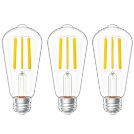 Sunco 3 Pack Vintage LED Edison Bulbs, 75W Equivalent 11W, 1300 LM High Brightness, Dimmable ST58 Filament, 4000K Cool White, E26 Medium Base, Clear Glass Light Bulbs