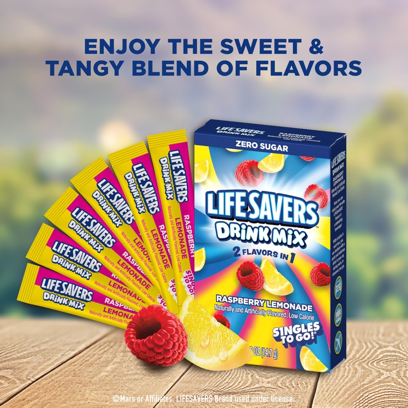 Lifesavers Singles to Go Powdered Drink Mix, Raspberry Lemonade, 6