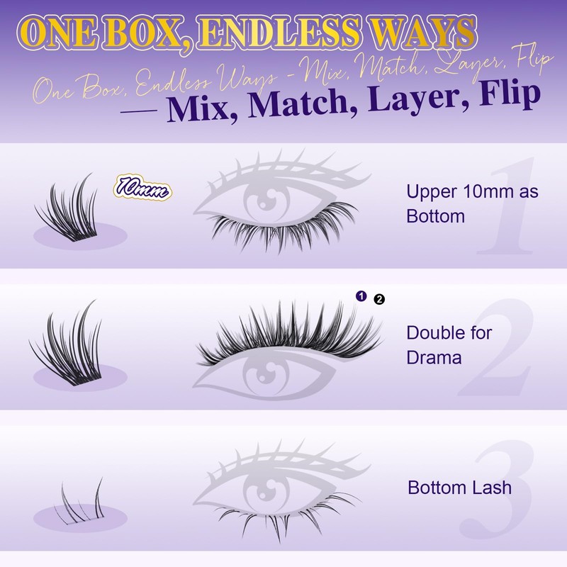 B&Q Bottom Lashes Clusters Wispy Eyelash Clusters Doll Cluster Eyelash