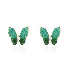 QUKE Butterfly Shape Stud Earrings Pierced Gold Stud Earrings for Women Girls, Zinc