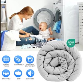 EASELAND Twin/Twin XL Down Alternative Comforter - Quilted Duvet Insert for All Seasons, Soft Lightweight with Corner Tabs, Summer Winter Warm Bedding, Light Grey 64×88 Inches