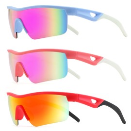 BUYAGE 3PACK Kids Sunglasses Baseball Softball Sunglasses Boys Girls Toddler Cycling UV400 Protection