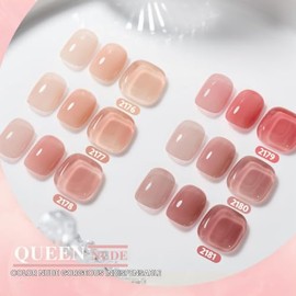 GAOY Juego de Esmalte de Uñas de Gel Nude Jelly, 6 Colores Transparentes, Rosa Transparente, Kit de Uñas de Gel Neutro para Salón y Arte de Uñas, Bric