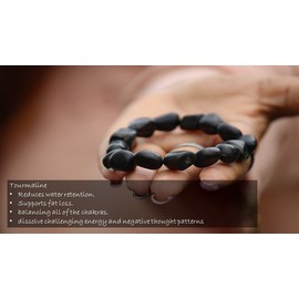 Jet International Power Black Tourmaline Tumbled Bracelet Negative Ions Supplier Chakra Stretch Balancing Positive Energy Brochure Crystal Therapy Aura Gift Reiki Pouch Image is Only a Refer