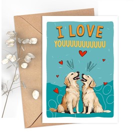 Golden Retriever Dog Card, Golden Retriever Anniversary Card Funny, Dog Anniversary Card, For Husband, For Wife, Girlfriend, Boyfriend, Card For Dog Owners, Golden Dog Lover Gifts, I Love Youuuu