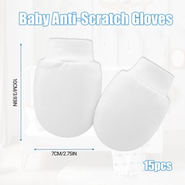 GMHLLES 15 Pairs Baby Scratch Mitts, Pure Cotton Anti Scratch Mittens Elastic Cuffs Soft Cotton Newborn Baby Mittens, Infant Toddler Gloves No Scratch Mittens for 0-6 Months Baby Boys Girls