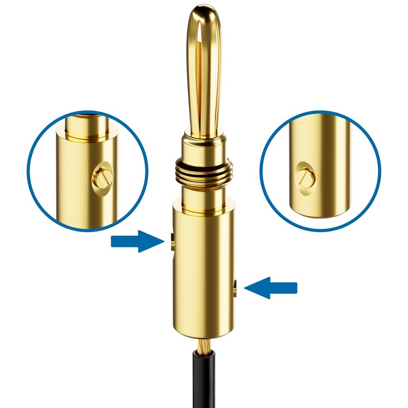 deleyCON Set of 8 Banana Plugs Gold-Plated Screwable for Speaker