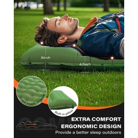 A2C Camping Sleeping Pad, Thick 4.7 Inch Inflatable Sleeping Pads with Pillow Built-in Foot Pump,Extra Support Air Columns, Compact Camping Mattress for Backpacking, Hiking, Tent