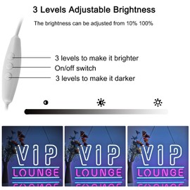 ZODZ VIP Lounge Neon Sign LED Light up Sign with USB Powered for Office, Modern White+Pink, 17x12 Inches