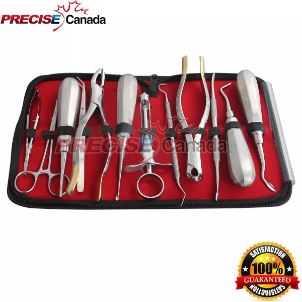 Precise Canada 12pcs Oral Dental Extraction Surgery Extracting Elevators Forceps