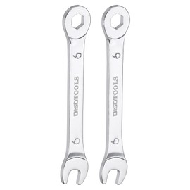 HARFINGTON 2Pcs Thin Combination Wrench Metric 6mm 6-Point Ended Box 15 Degree Offset Open End CR-V Chromes Plated Steel, Silver