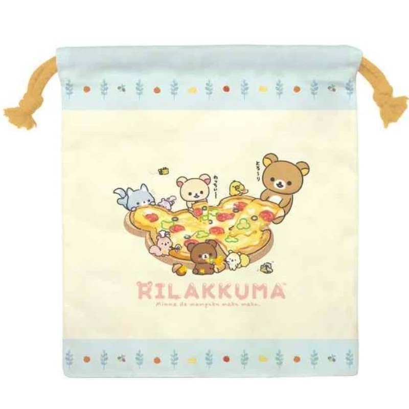 K-Company CKC18-RK Rilakkuma Drawstring Bag, H 8.1 x W 7.1