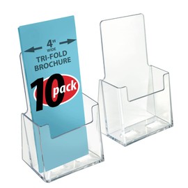 Azar 252012 Clear Acrylic Trifold Literature Brochure Holder For Counter | Perfect For Pamphlets | Brochures | Menus | Promotions | Literature | Made In USA (Pack of 10)