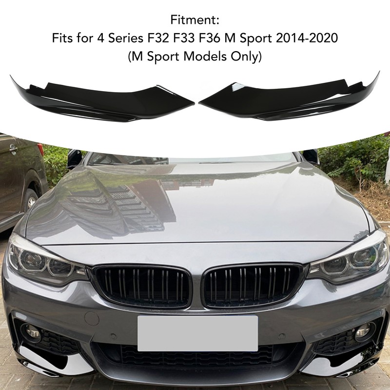 2 Pcs Front Bumper Diffuser Glossy Black Left Right Lip