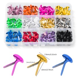 180pcs Brads for Paper Crafts，12 Colors Brads Paper Fasteners Metal Paper Fasteners Mini Brads for DIY Crafts Projects Scrapbooking Split Pins