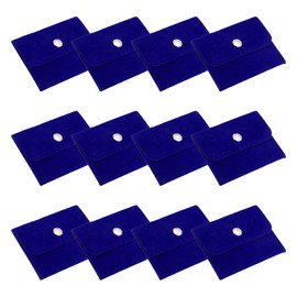 PATIKIL 4x3 Inch Jewelry Pouch, 12 Pack Velvet Pouches Snap Button Portable Storage Bag for Earrings Bracelets Necklaces Rings Watch, Blue