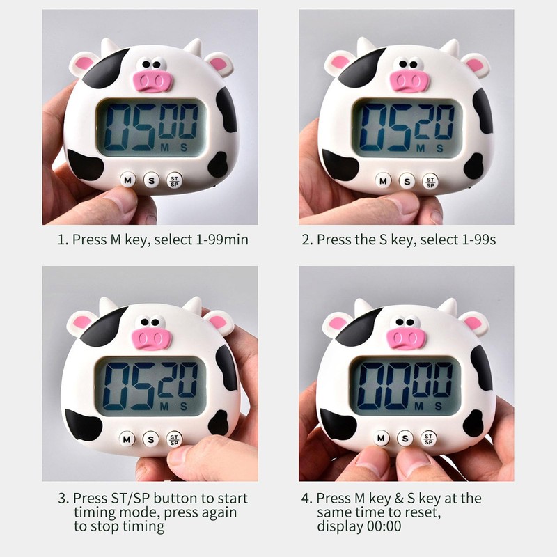 Digital Timer, Cute Animal Small Timer For Kids with Large