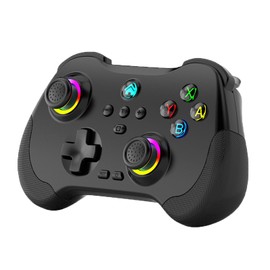Joso Phone Controller for Steam Switch/PS/PC/Android/iOS, with Hall linear trgger, Hall left & right rocker, Pocket Size, RGB Light/Turbo, Bluetooth Wireless Controller Gamepad Black