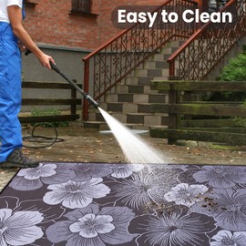 DEK GHIBIS Outdoor Rug for Patio Clearance, 5x8 Waterproof Mat, Reversible Plastic Straw Camping Rugs, Outdoor Indoor RV Mat Carpet for Porch, Deck, Camper, Balcony, Backyard, Grey/White Gray