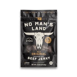 No Mans Land Slow-Dried Beef Jerky | Smoked & Seasoned Jerky Strips | High Protein, Low Carb, Low Calorie Beef Snack | Gluten Free - ORIGINAL MILD (7.5oz)