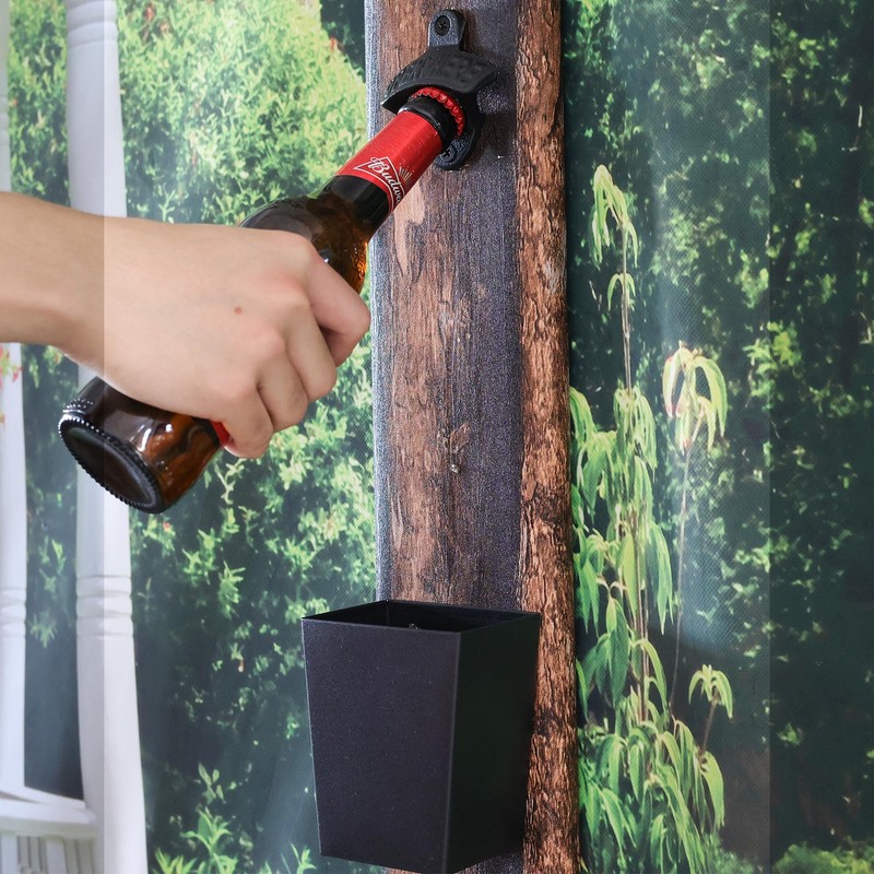 Jumiok Black Bottle Cap Catcher Wall Mounted Beer Top Bucket