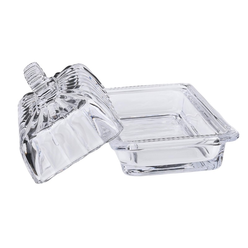PEPAXON Glass Butter Dish with Lid for Countertop Rectangular Transparent