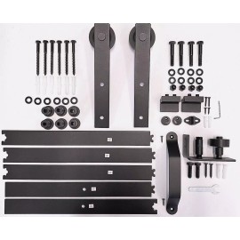 G&J 6.6 ft Sliding Barn Door I Type Hardware 5 Tracks Set with Handle & Roller