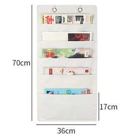 La dream Document Storage, Wall Pocket, 5 Pockets, A4, Fabric Door Hanger Pocket, Hanging, Large Capacity, Small Storage Bag, Books, Documents, Cartoon, Magazines, Documents, Envelopes, Picture Books, Organization, Home, Everyday Goods (White)