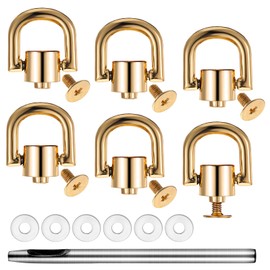 GEEHUA Pack of 6 Rotating D Rings Rivets Made of Metal for Purse, D Ring Screw Golden Ball Rivets, Rivets for DIY Purse, Leather Collar, Belt, Handbag, Shoes, gold