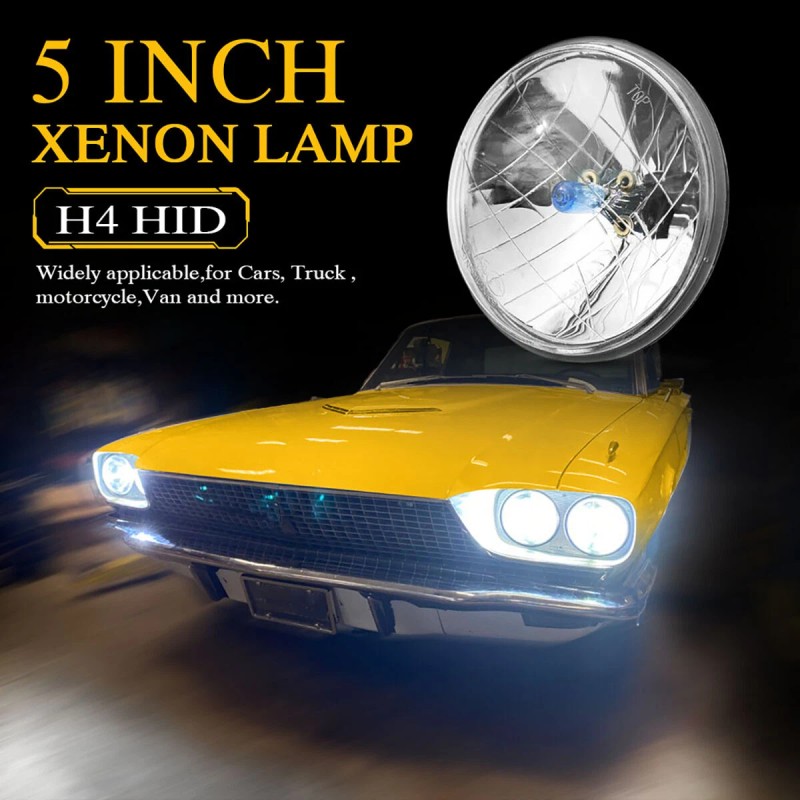 SJMYXCLW 4Pcs 5.75" 5-3/4 inch Round Headlights High Low Beam