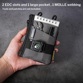 VIPERADE VE18-S Small EDC Bag Mini EDC Pocket Pouch Tool Organiser, Small EDC Organiser Tool Bag with 6 Pockets, EDC Organiser Bag for Men, Small Multitool Pockets Organiser - Grey