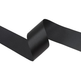 Black Satin Ribbon 1-1/2 inch X Continuous 50 Yards, Single Face Polyester Ribbon Perfect for Gift Wrapping, Flower Bouquet, Wedding Decor, Crafts, Bow Making, Sewing and More