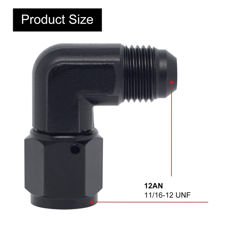 VehiMata 12AN Female to AN12 Male Flare 90 Degree Swivel