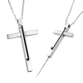 RKOTYTXILC Self-Defense Cross Necklace – Discreet Emergency Safety Tool, Hidden Protective Pendant for Women & Men, Stainless Steel Cross Pendant with Concealed Self-Defense Feature